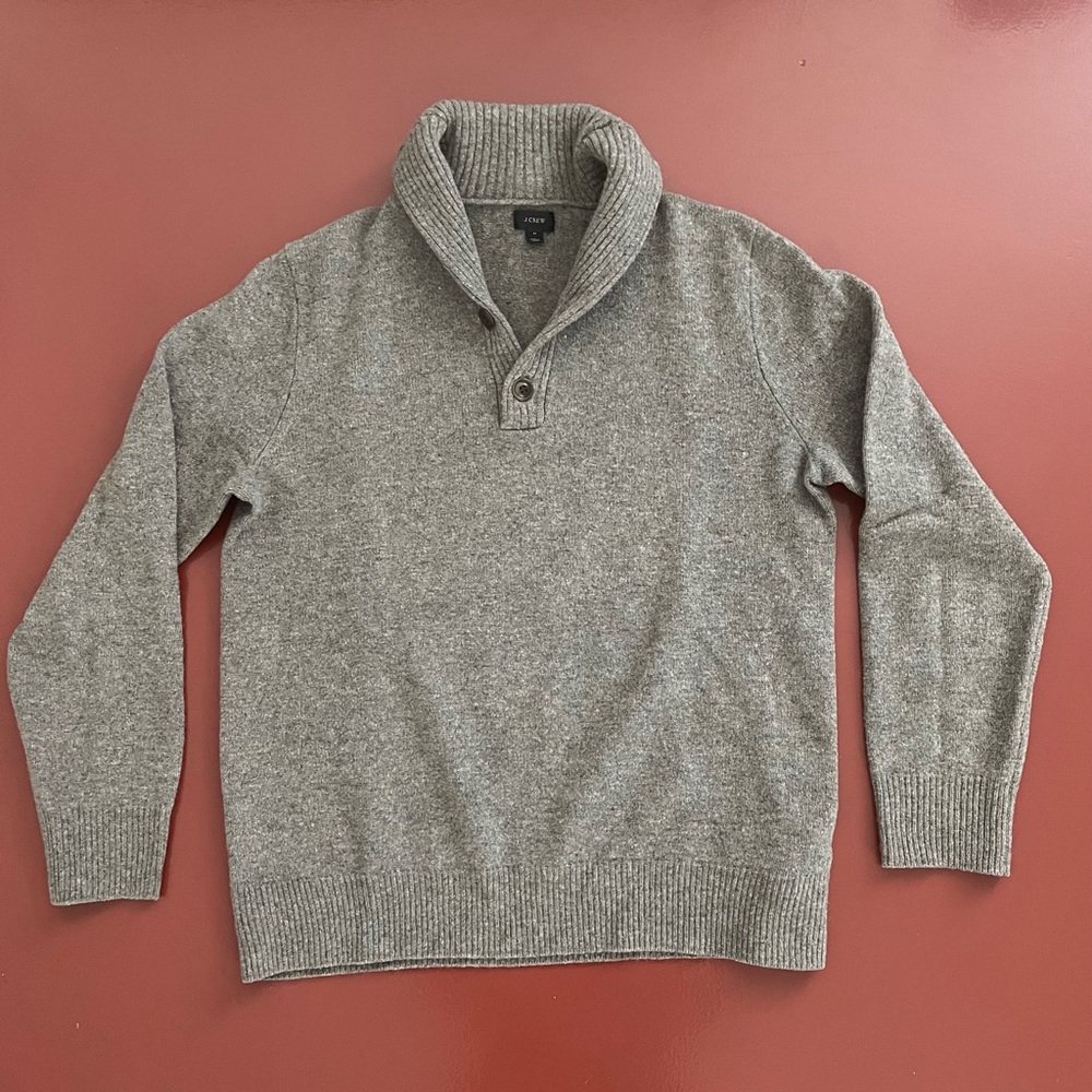 J. Crew 100% lambs wool shawl collar sweater size Medium